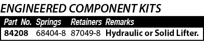 Hydraulic or Solid Lifter ,87049-8,68404-8,84208,Remarks,Part No ,Retainers,Springs,ENGINEERED COMPONENT KITS