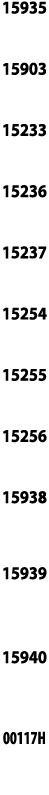 15935  15903  15233  15236  15237  15254  15255  15256  15938   15939   15940  00117H