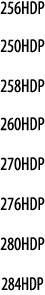 256HDP 250HDP 258HDP 260HDP 270HDP 276HDP 280HDP 284HDP