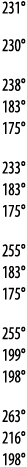 231  230  238  183  175  233  183  175   255  183  175  255  199  198  263  216  198 