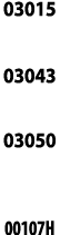 03015  03043  03050  00107H