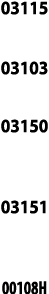 03115  03103  03150  03151  00108H