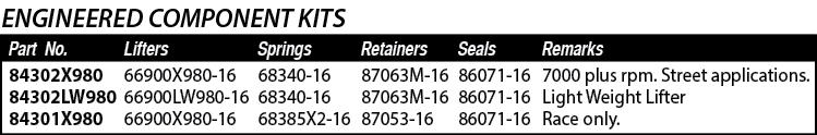 66900X980-16 66900LW980-16 66900X980-16,7000 plus rpm  Street applications  Light Weight Lifter Race only ,87063M-16    