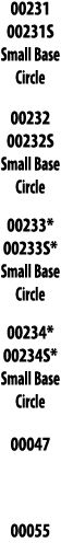 00231 00231S Small Base Circle 00232 00232S Small Base Circle 00233* 00233S* Small Base Circle 00234* 00234S* Small B   