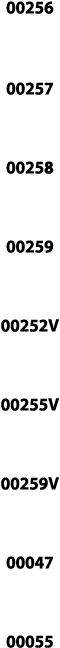 00256  00257  00258  00259  00252V  00255V  00259V  00047  00055