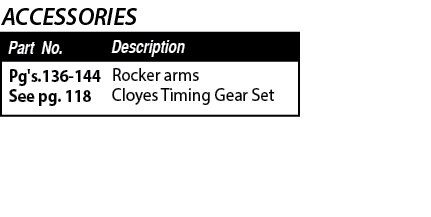Pg's 136-144 See pg  118,Rocker arms Cloyes Timing Gear Set ,Part No ,Description,ACCESSORIE
