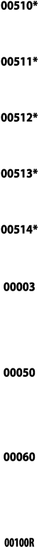 00510*  00511*  00512*  00513*  00514*  00003   00050   00060   00100R