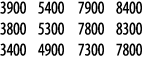 3900 5400 7900 8400 3800 5300 7800 8300 3400 4900 7300 7800