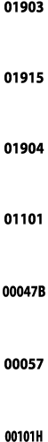 01903  01915  01904  01101  00047B  00057  00101H