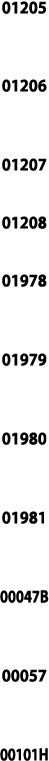 01205  01206  01207  01208  01978  01979  01980  01981  00047B  00057  00101H
