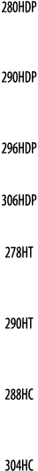 280HDP  290HDP  296HDP  306HDP  278HT  290HT  288HC  304HC