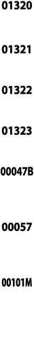 01320  01321  01322  01323  00047B  00057  00101M