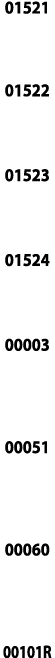01521  01522  01523  01524  00003   00051   00060   00101R