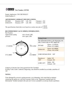 Small Block Chevy Hydraulic Flat Tappet Camshaft 243/264 .368/.320LL 109LSA 